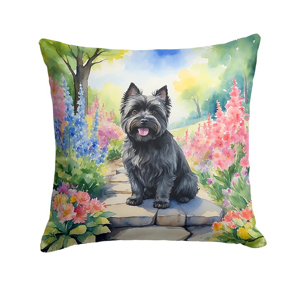 1057 Spring Path Throw Pillow, 18Hx18W, Cairn Terrier 6590